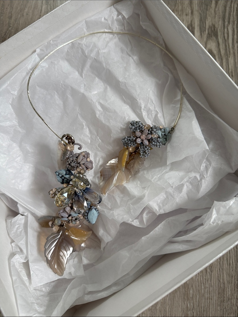 Maria Elena Floral Cluster Headpiece in Blue, Lilac and Cream
